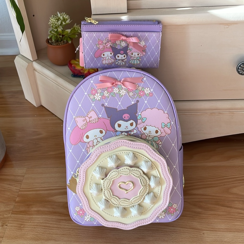2pc NWT⚡️HER UNIVERSE⚡️Kuromi My Melody My Sweet Piano backpack & wallet